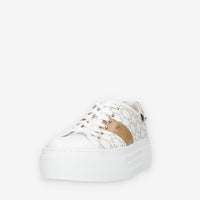 Nero Giardini Sneakers da donna bianche e cuoio logate