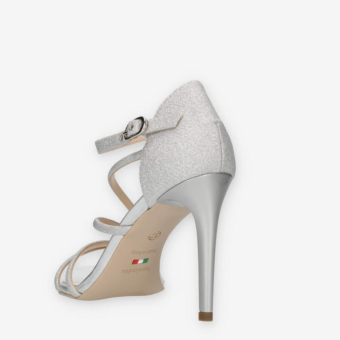 Nero Giardini Sandali da donna con tacco glitterati argento