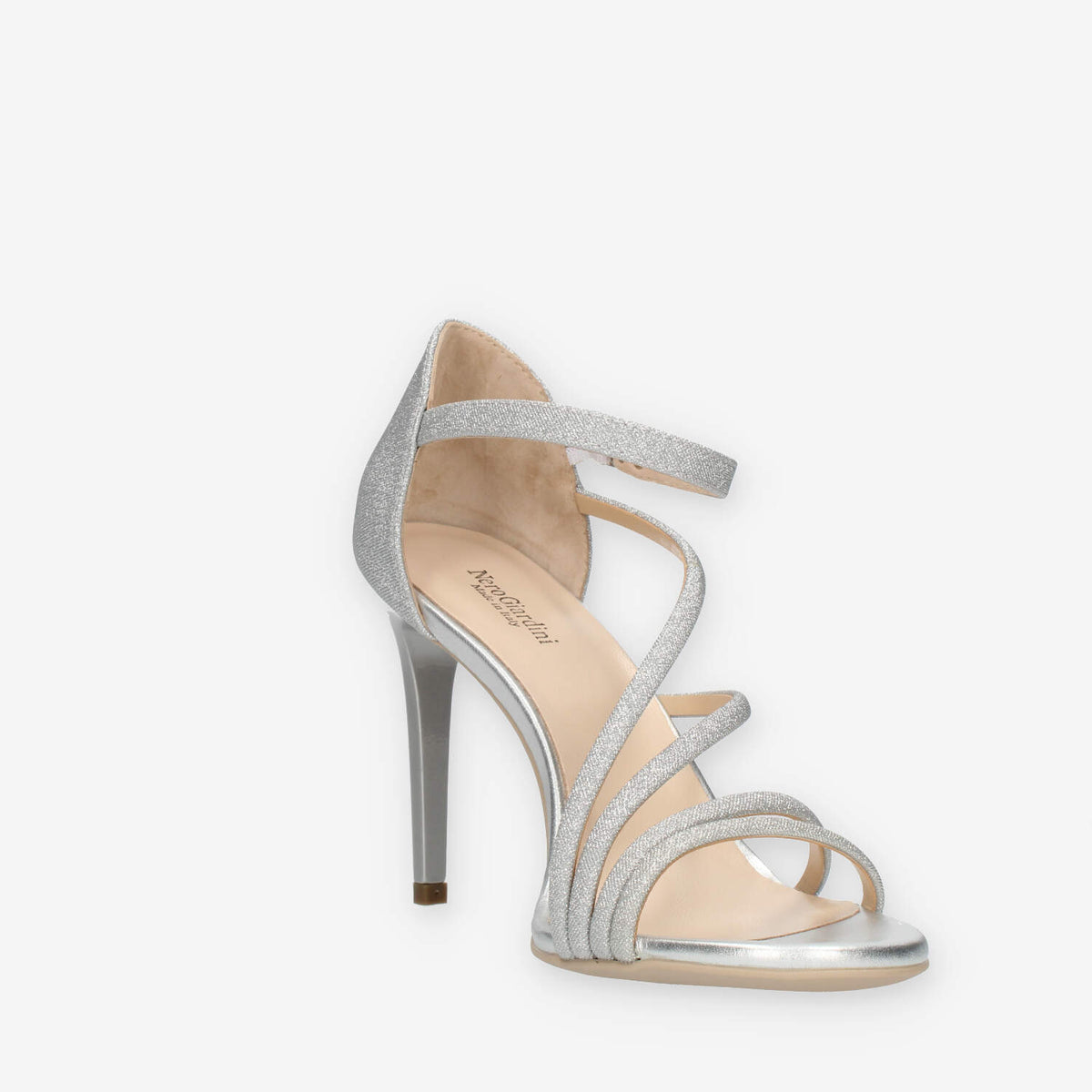Nero Giardini Sandali da donna con tacco glitterati argento