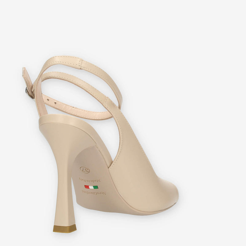 Nero Giardini Sandali beige da donna con tacco alto e punta squadrata