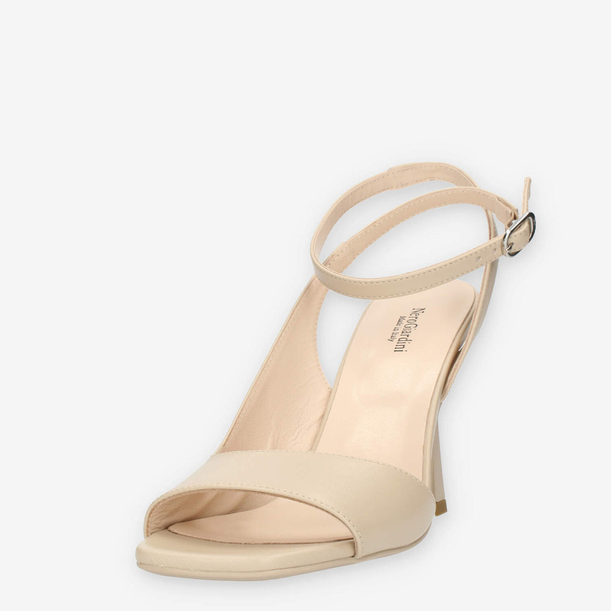 Nero Giardini Sandali beige da donna con tacco alto e punta squadrata