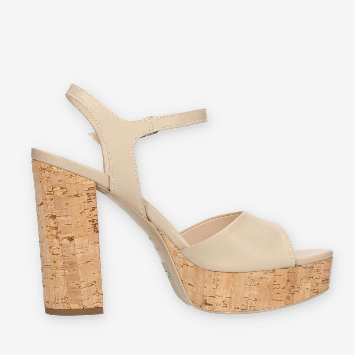 Nero Giardini Sandali beige da donna con tacco in sughero