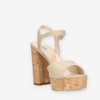 Nero Giardini Sandali beige da donna con tacco in sughero