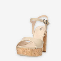 Nero Giardini Sandali beige da donna con tacco in sughero