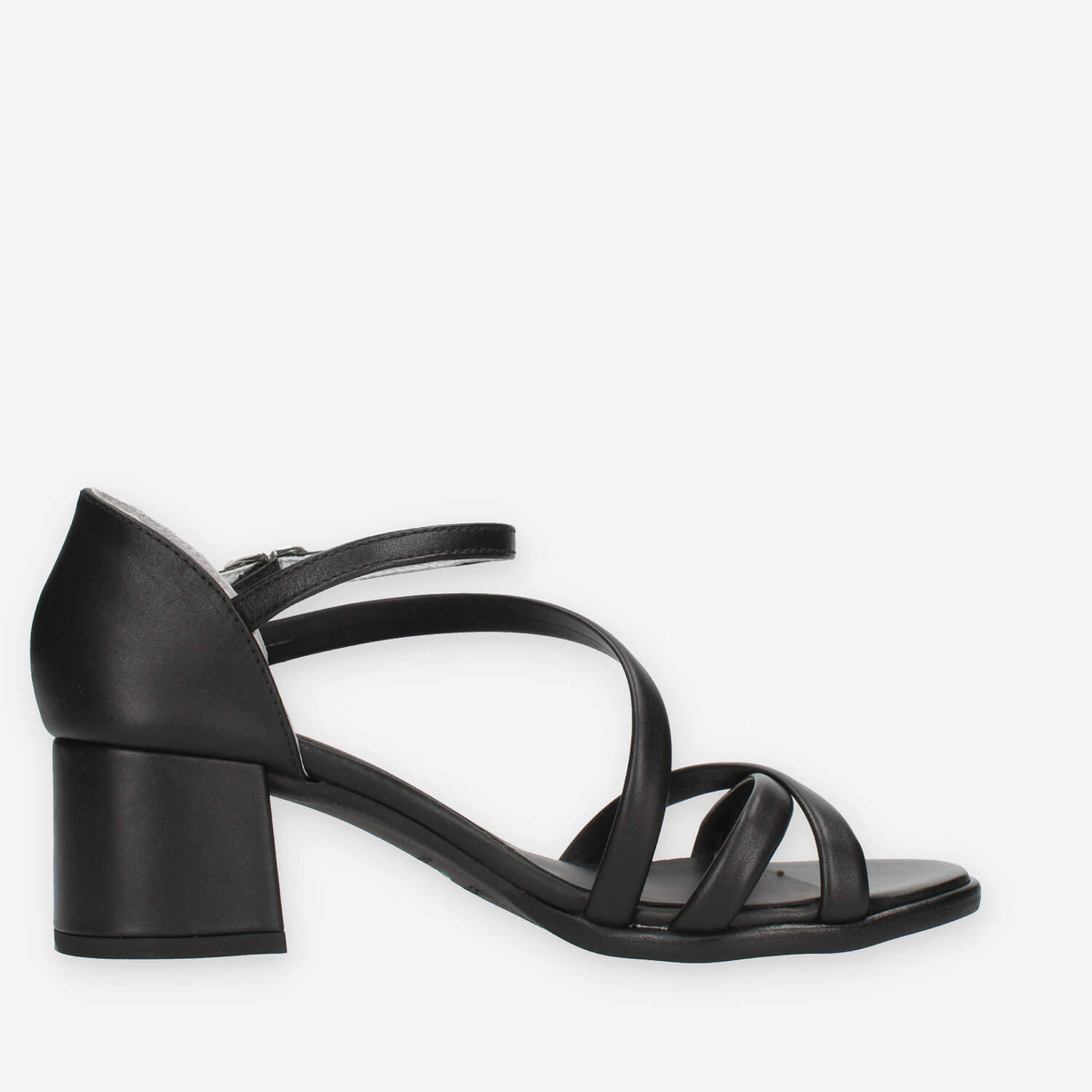 Nero Giardini Sandali neri da donna con tacco largo rivestito