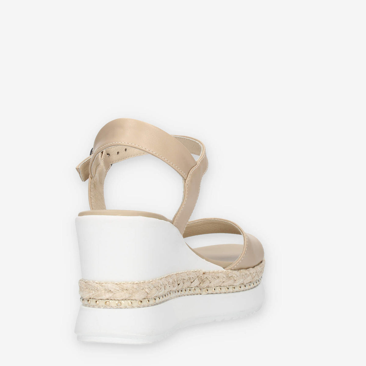 Nero Giardini Sandali beige da donna con zeppa con corda e borchie