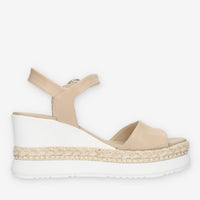 Nero Giardini Sandali beige da donna con zeppa con corda e borchie