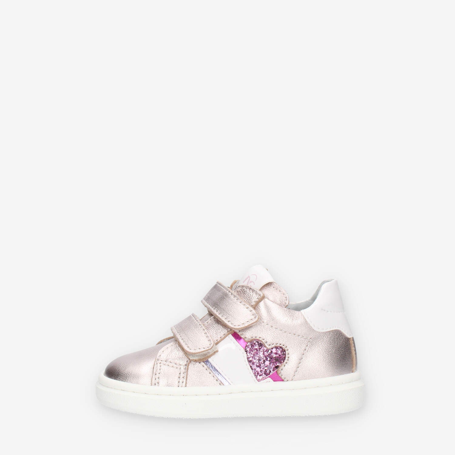 Nero giardini Sneakers rosa laminate con cuoricino glitterato