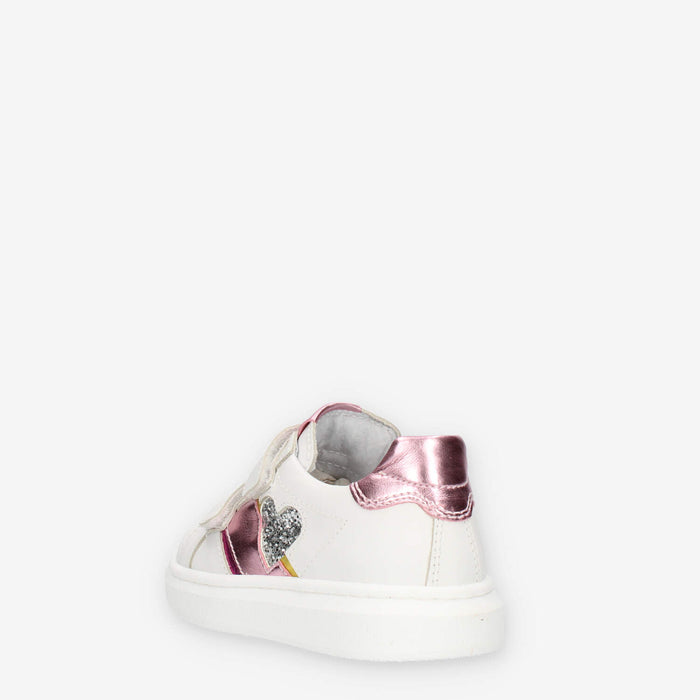 Nero giardini Sneakers bianche e rosa con cuoricino glitterato