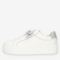 Nero giardini Sneakers basse bianche e argento con fiocco glitterato