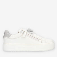 Nero giardini Sneakers basse bianche e argento con fiocco glitterato
