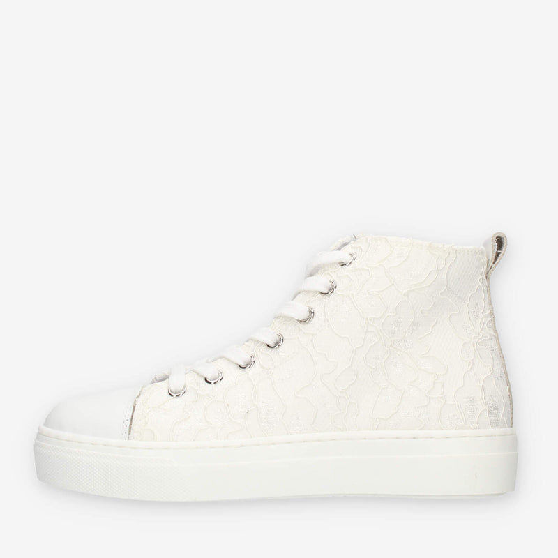 Nero giardini Sneakers alte bianche in pizzo