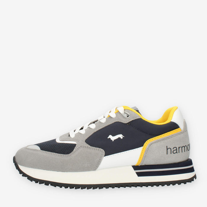 Harmont & Blaine Sneakers grigie e blu da uomo in pelle e tessuto