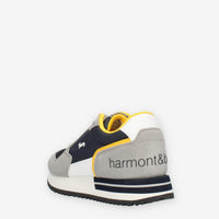 Harmont & Blaine Sneakers grigie e blu da uomo in pelle e tessuto