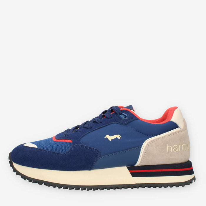 Harmont & Blaine Sneakers blu e beige da uomo in pelle e tessuto