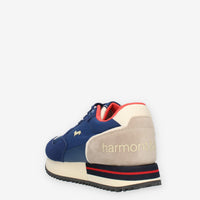 Harmont & Blaine Sneakers blu e beige da uomo in pelle e tessuto
