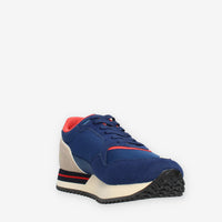 Harmont & Blaine Sneakers blu e beige da uomo in pelle e tessuto