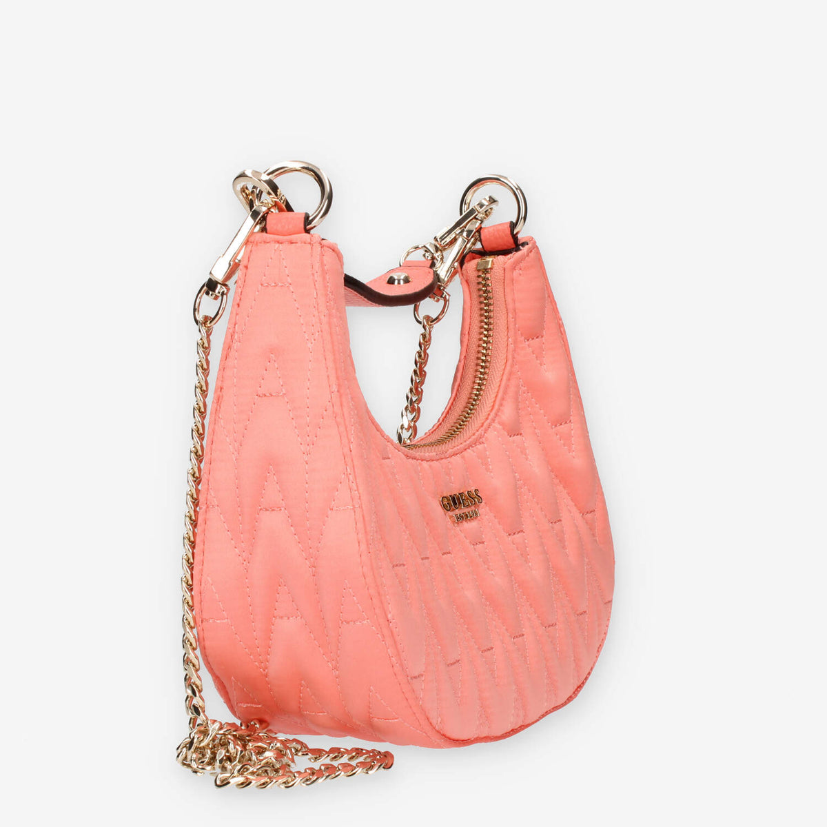 Guess Golden Rock Mini Borsetta a mano in raso corallo
