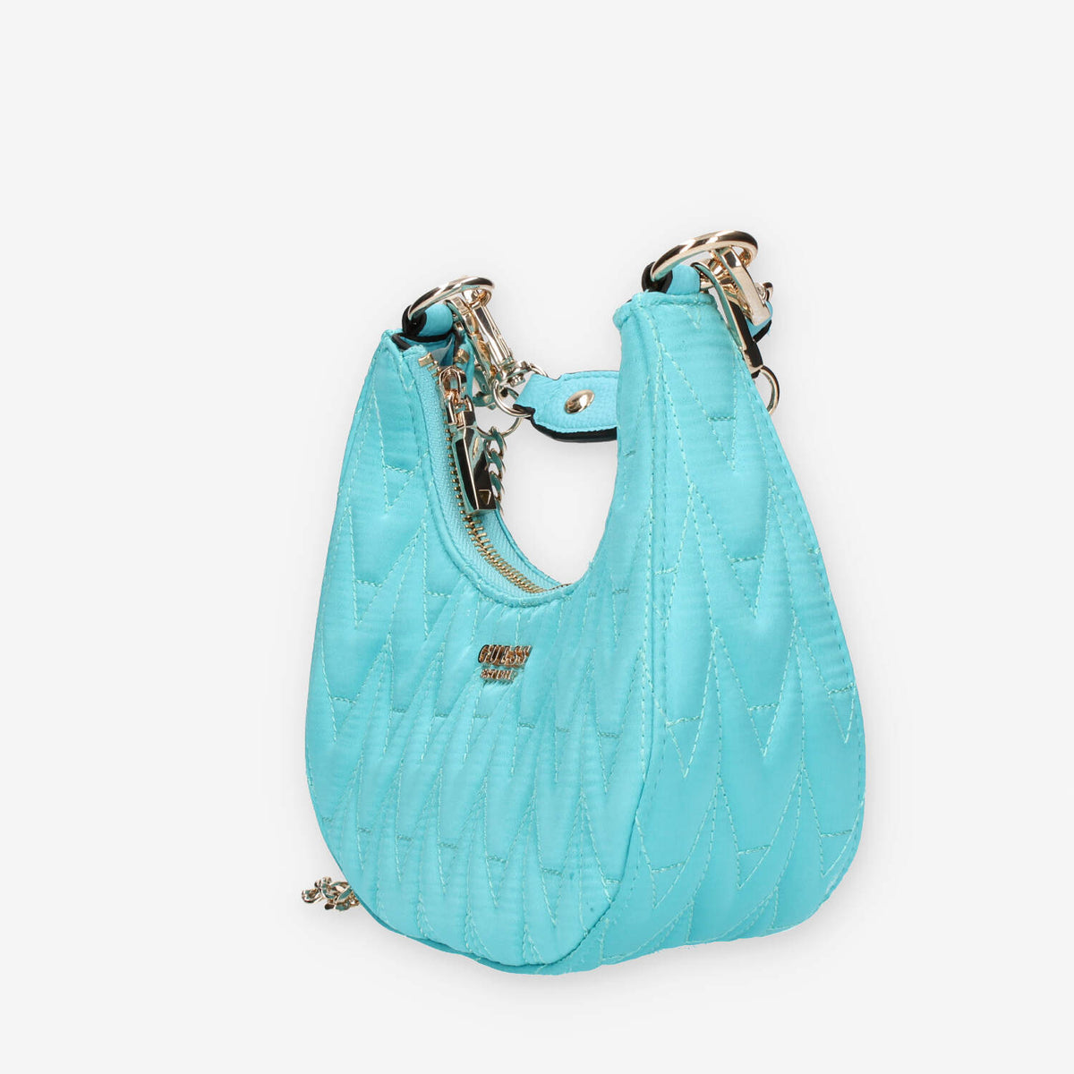 Guess Golden Rock Mini Borsetta a mano in raso azzurro