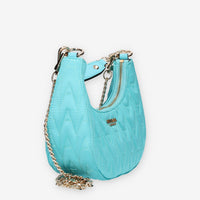 Guess Golden Rock Mini Borsetta a mano in raso azzurro