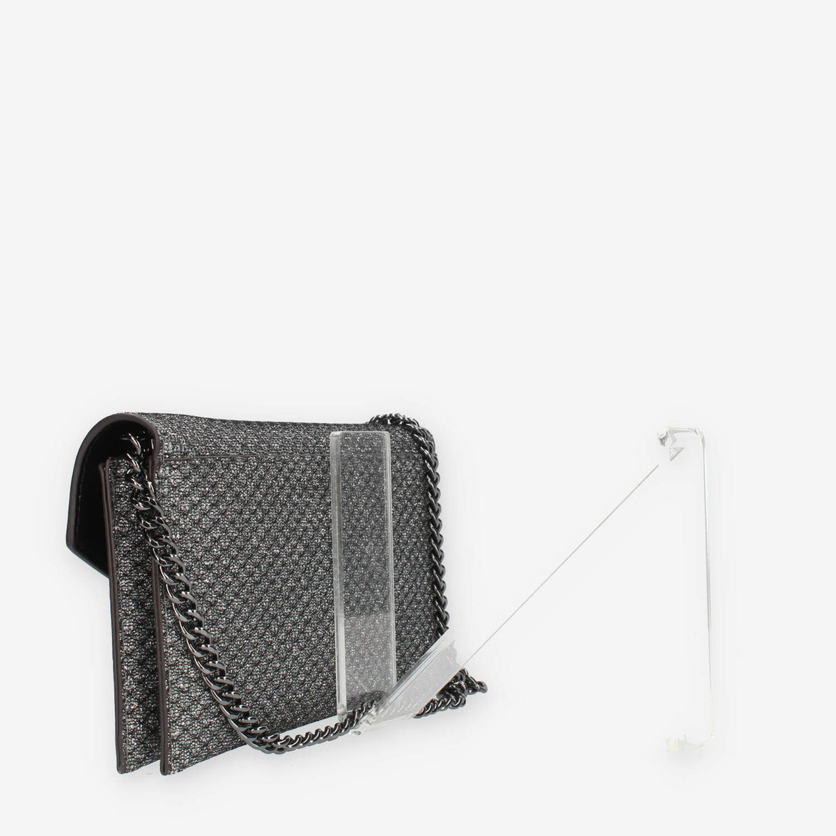 Guess Ever Mini Pochette glitterata argento