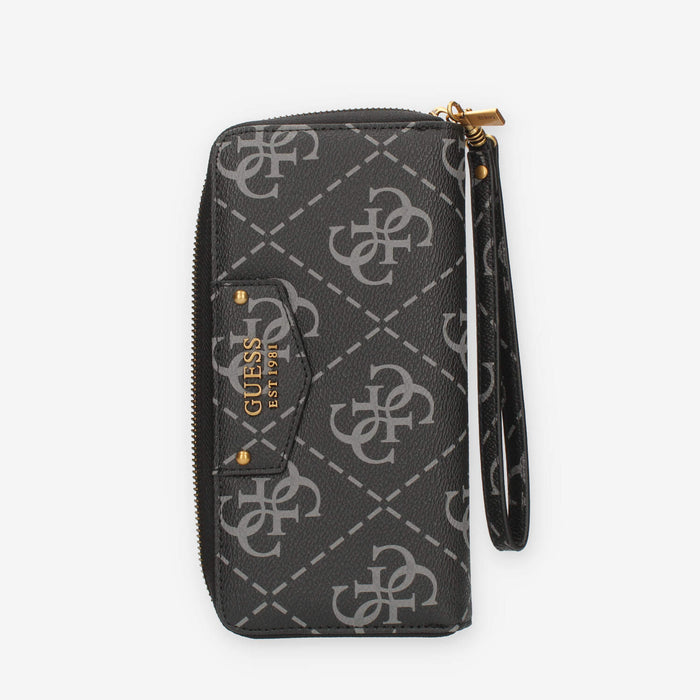 Guess Eco Brenton Portafogli nero logato con zip e polsiera