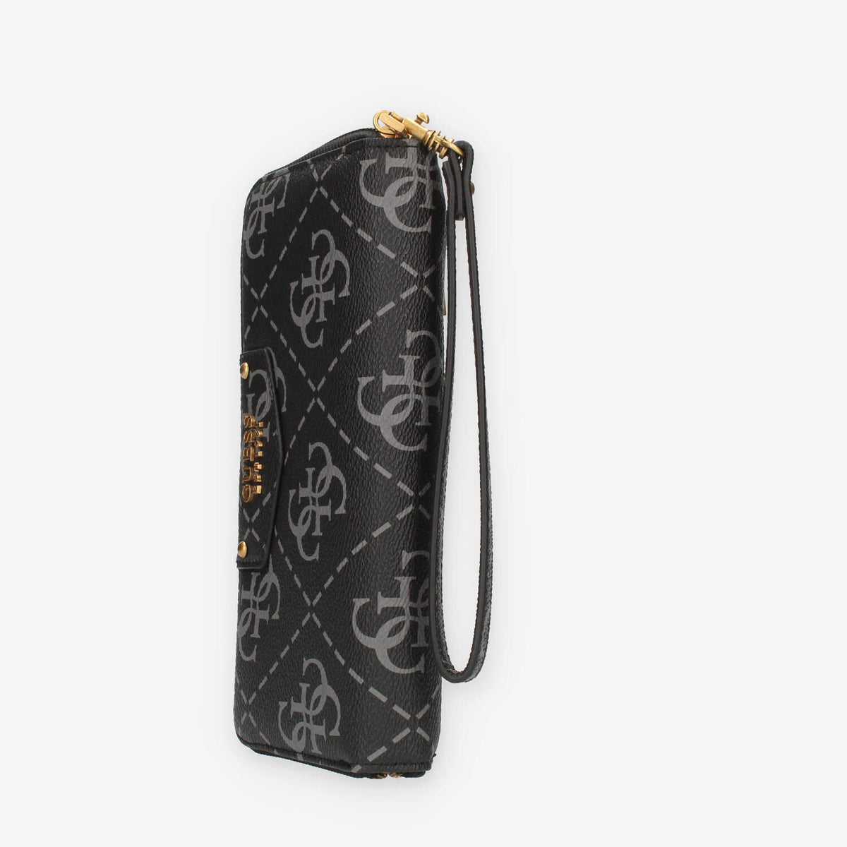 Guess Eco Brenton Portafogli nero logato con zip e polsiera