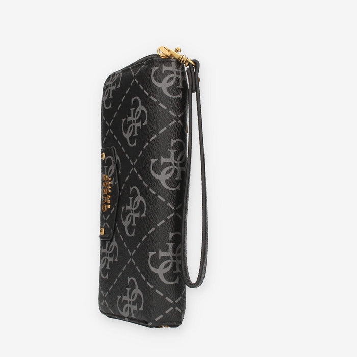 Guess Eco Brenton Portafogli nero logato con zip e polsiera