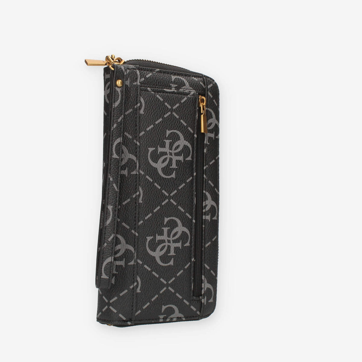 Guess Eco Brenton Portafogli nero logato con zip e polsiera