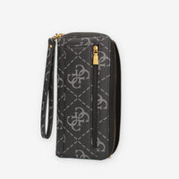 Guess Eco Brenton Portafogli nero logato con zip e polsiera