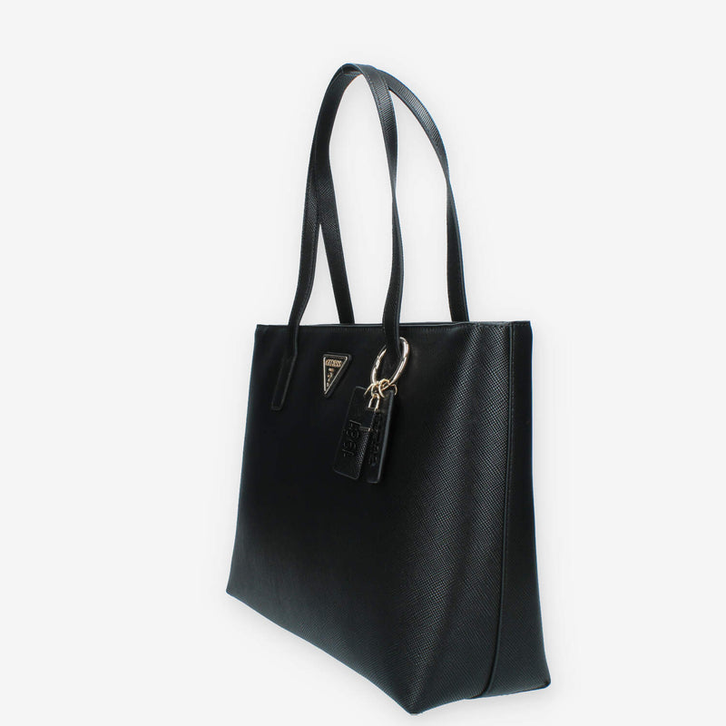 Guess Eco Elements Borsa Shopping in saffiano nero