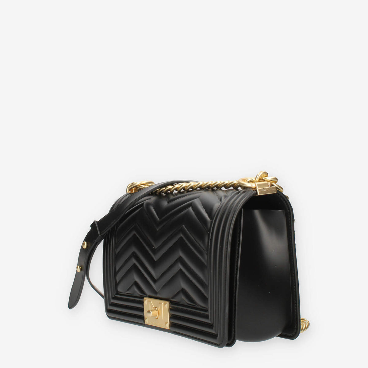 Marc Ellis Flat M Manhattan Borsa a tracolla nera e oro