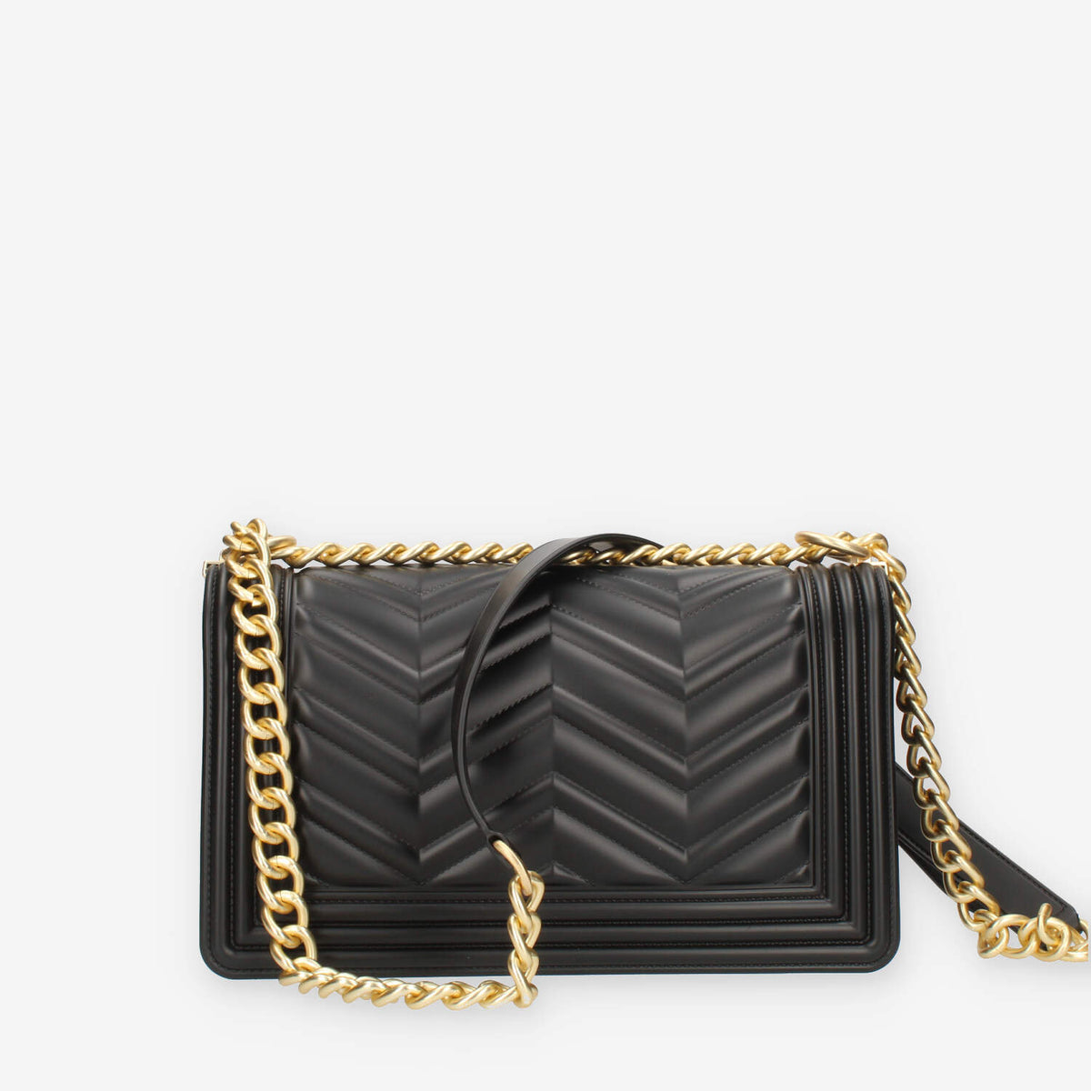 Marc Ellis Flat M Manhattan Borsa a tracolla nera e oro