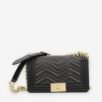 Marc Ellis Flat S Manhattan Borsa a tracolla nera e oro