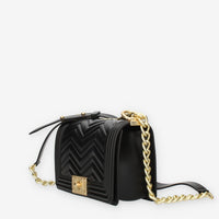 Marc Ellis Flat S Manhattan Borsa a tracolla nera e oro