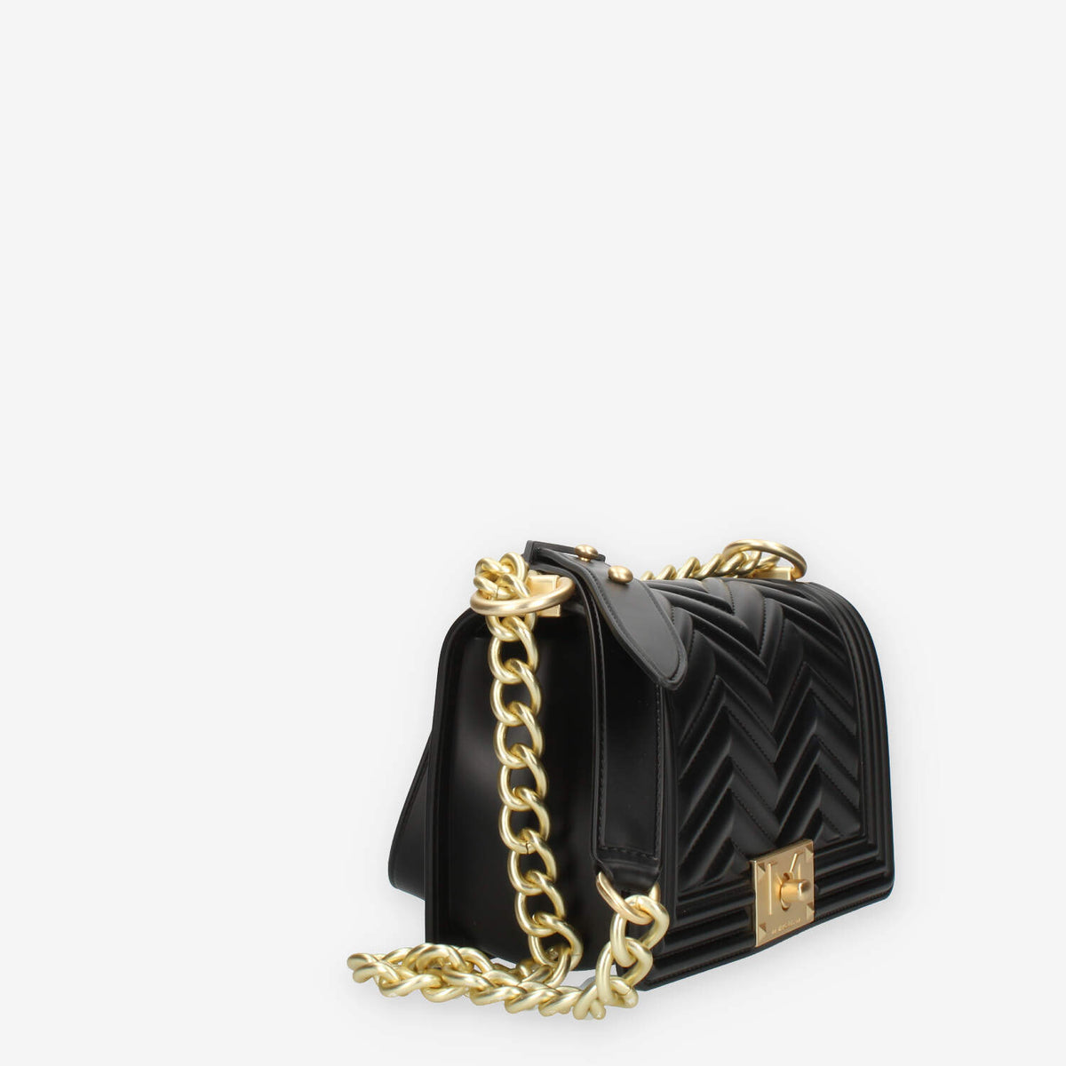 Marc Ellis Flat S Manhattan Borsa a tracolla nera e oro