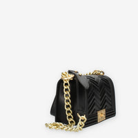 Marc Ellis Flat S Manhattan Borsa a tracolla nera e oro