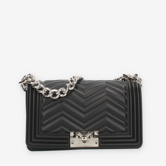 Marc Ellis Flat S Manhattan Borsa a tracolla nera e argento