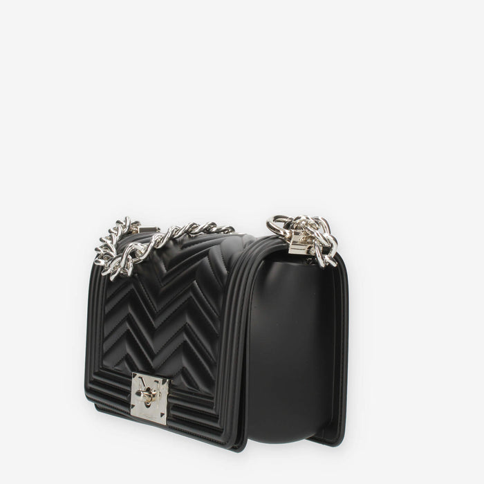 Marc Ellis Flat S Manhattan Borsa a tracolla nera e argento