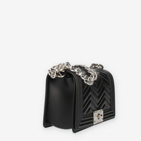 Marc Ellis Flat S Manhattan Borsa a tracolla nera e argento