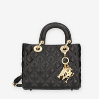 Marc Ellis Flat Missy M Borsa a tracolla gommata nera e oro con charms