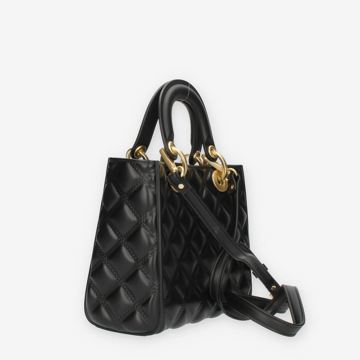 Marc Ellis Flat Missy M Borsa a tracolla gommata nera e oro con charms