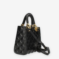Marc Ellis Flat Missy M Borsa a tracolla gommata nera e oro con charms
