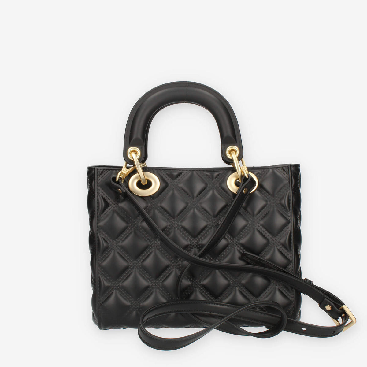 Marc Ellis Flat Missy M Borsa a tracolla gommata nera e oro con charms