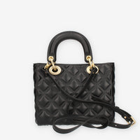 Marc Ellis Flat Missy M Borsa a tracolla gommata nera e oro con charms