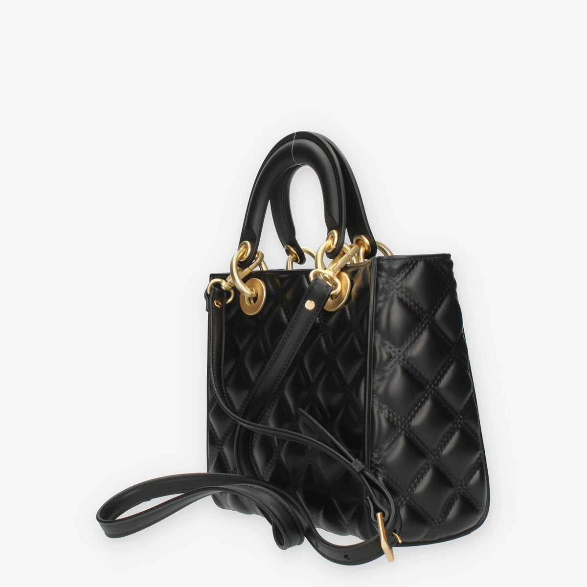 Marc Ellis Flat Missy M Borsa a tracolla gommata nera e oro con charms