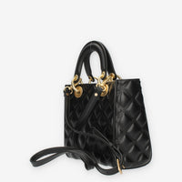 Marc Ellis Flat Missy M Borsa a tracolla gommata nera e oro con charms