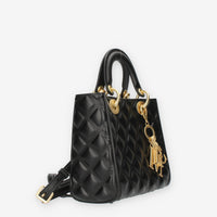 Marc Ellis Flat Missy M Borsa a tracolla gommata nera e oro con charms