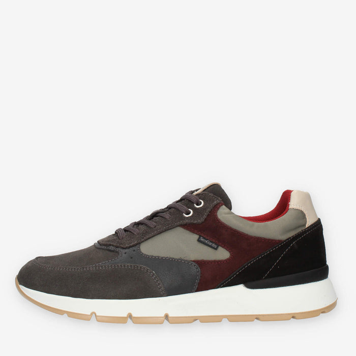 Nero Giardini Sneakers basse grigie da uomo con dettagli in bordeaux e taupe