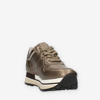Nero Giardini Sneakers bronzo da donna con lacci glitterati